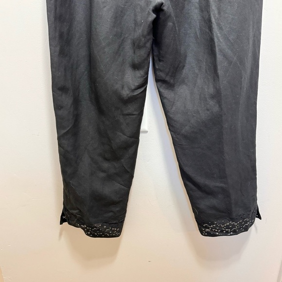 Rosanna Black High Rise Linen Cotton Cropped Pants Size 12 - Picture 7 of 12